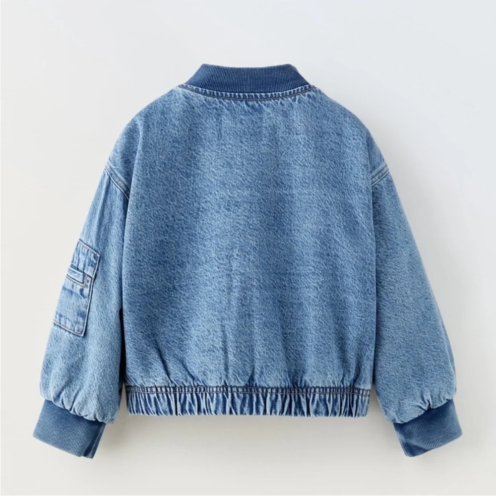 ZARA kids denim bomber jacket insulated fall winter layer size 9-10